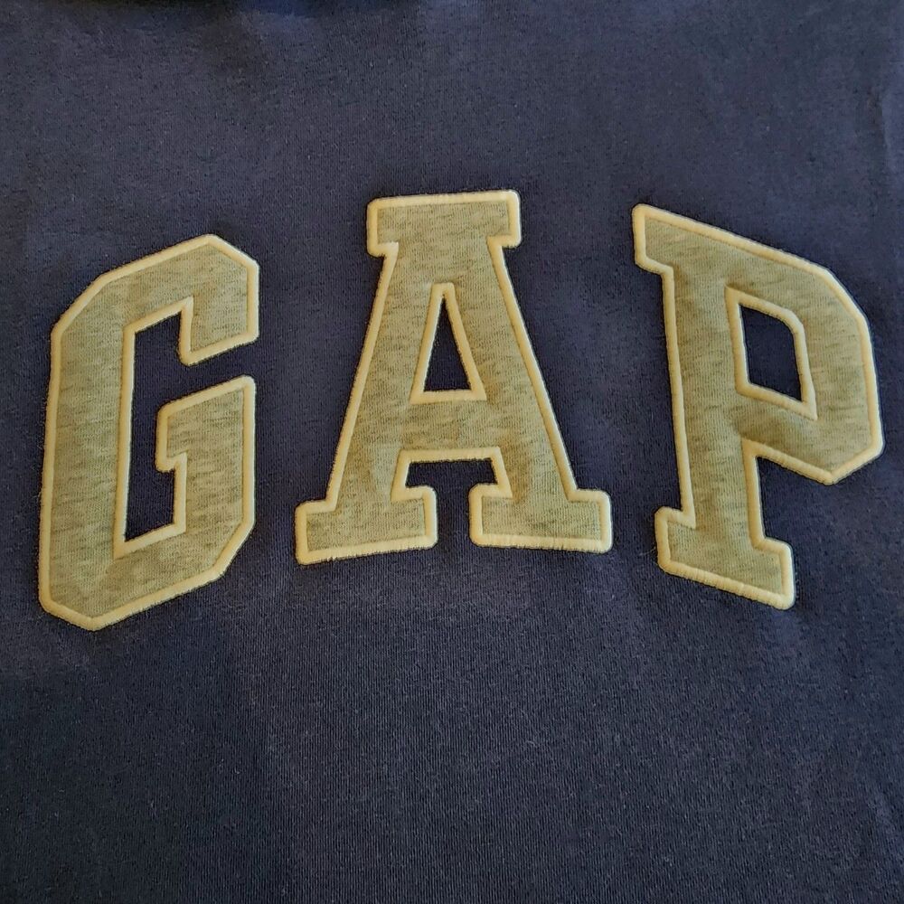 Gap NWT Logo Hoodie Men’s Large Navy Pullover Sweatshirt Fleece Relaxed Fit - Picture 8 of 8